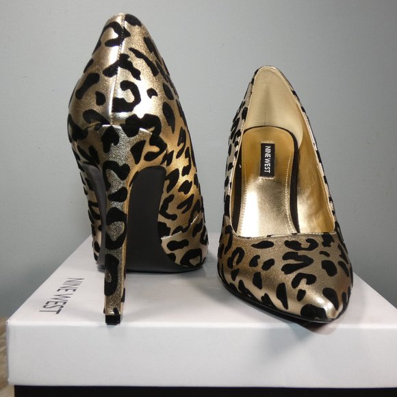 Sexy NINE WEST Women's Tatiana3 Stiletto Pumps Gold Leopard 8.5 - Picture 7 of 14